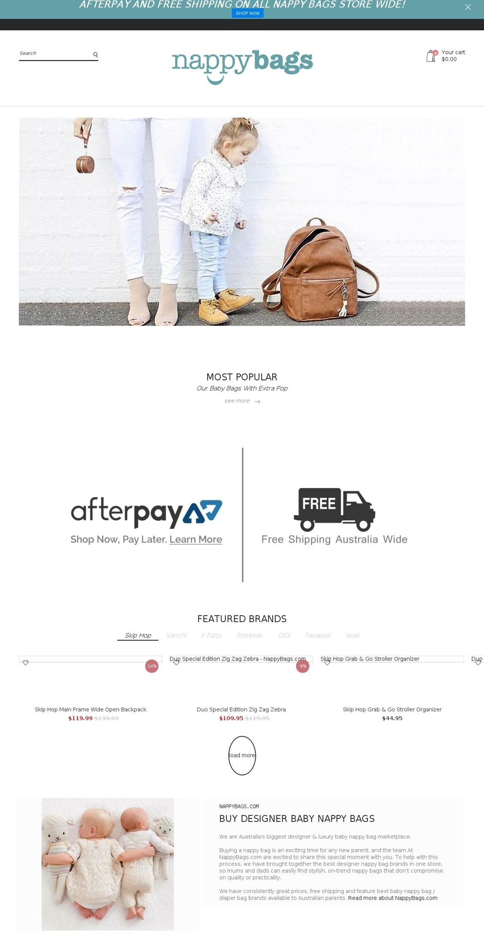 nappybags.com — Shopify storefront screenshot
