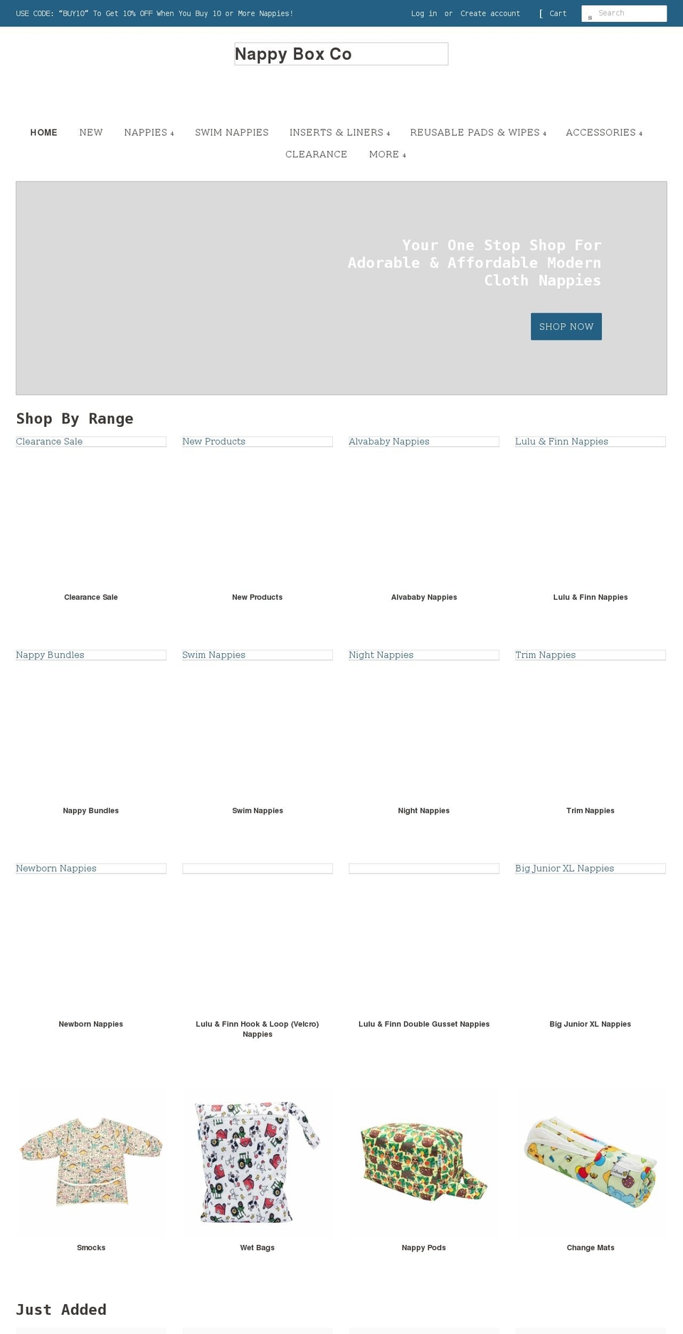 nappyboxco.com.au shopify website screenshot