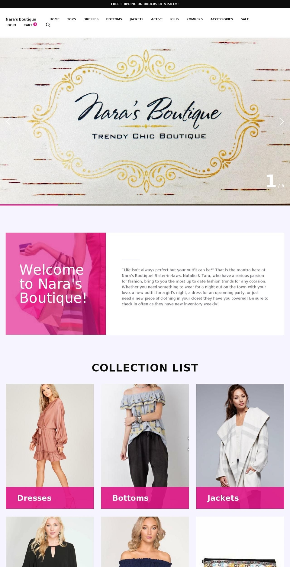 narasboutique.com — Shopify storefront screenshot