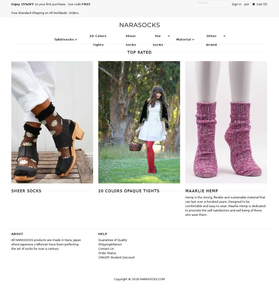 narasocks.com — Shopify storefront screenshot