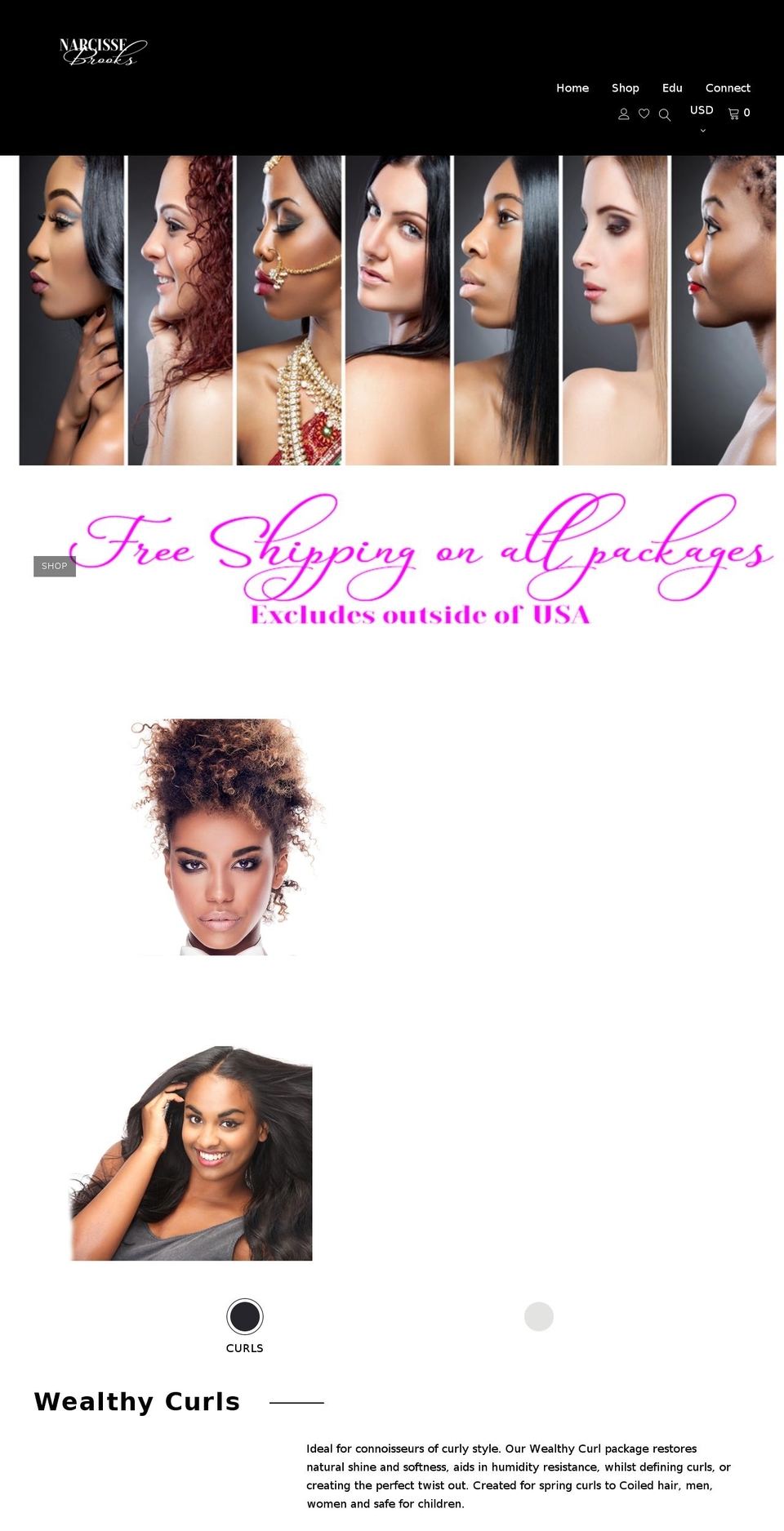 narcissebrooks.com — Shopify storefront screenshot