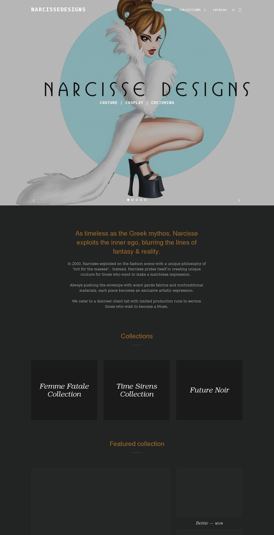 narcissedesigns.com shopify website screenshot
