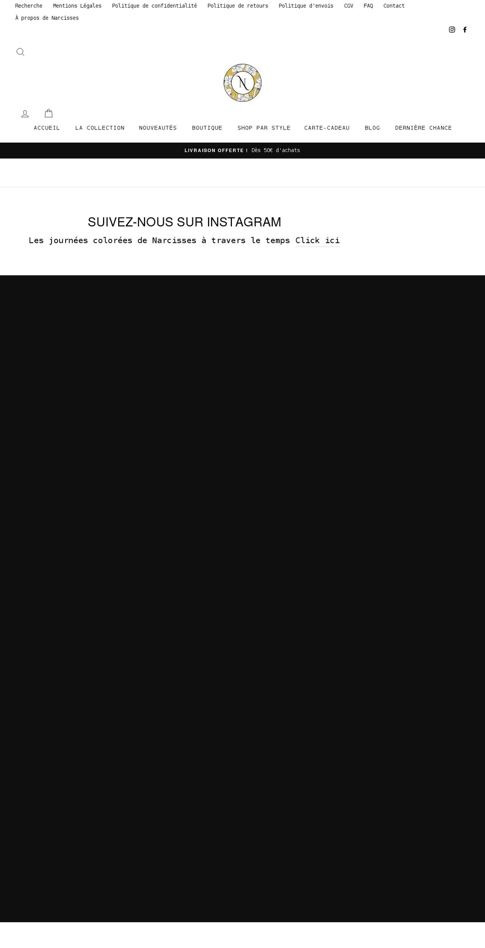 narcissesboutique.com shopify website screenshot