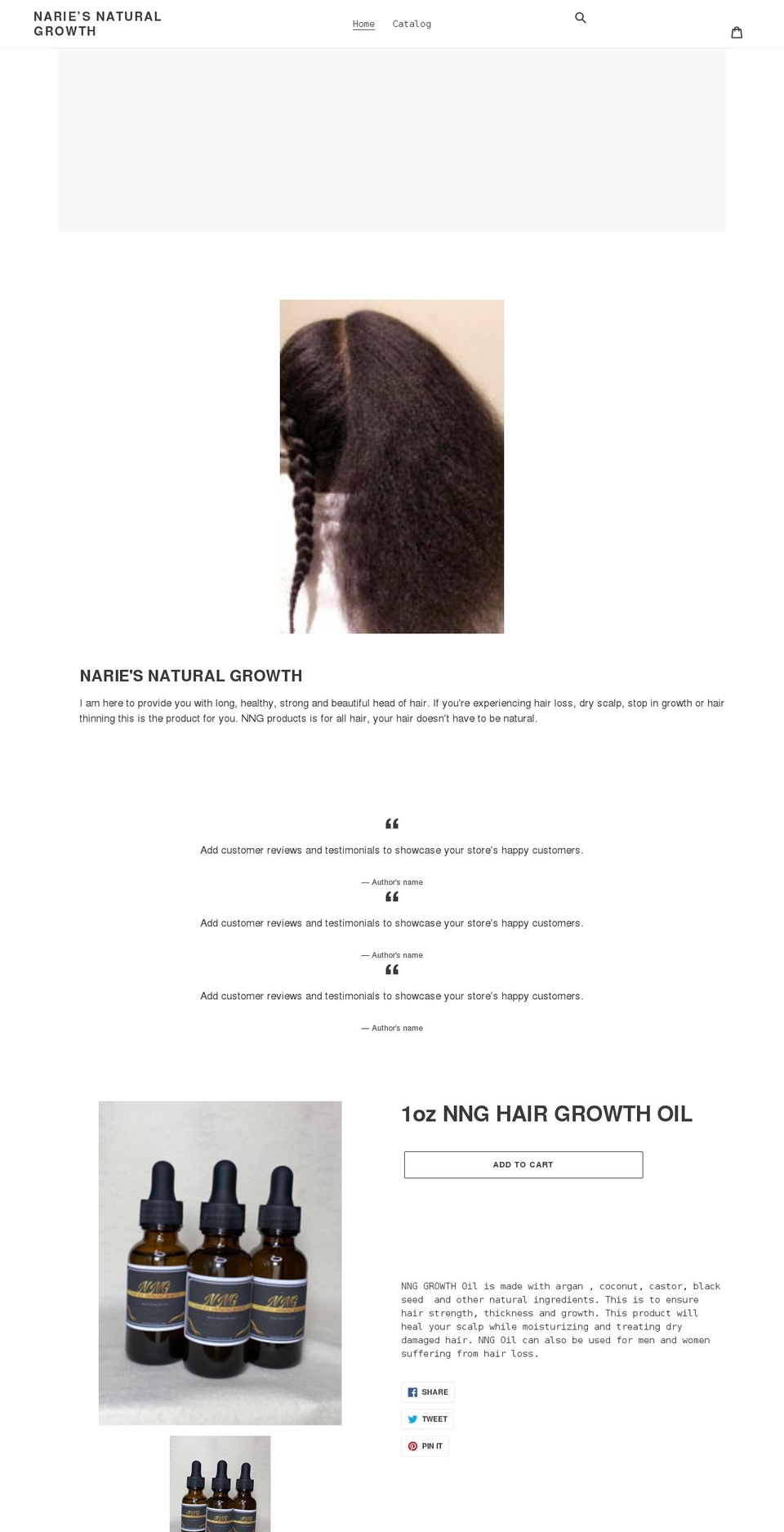 nariehaircare.com shopify website screenshot