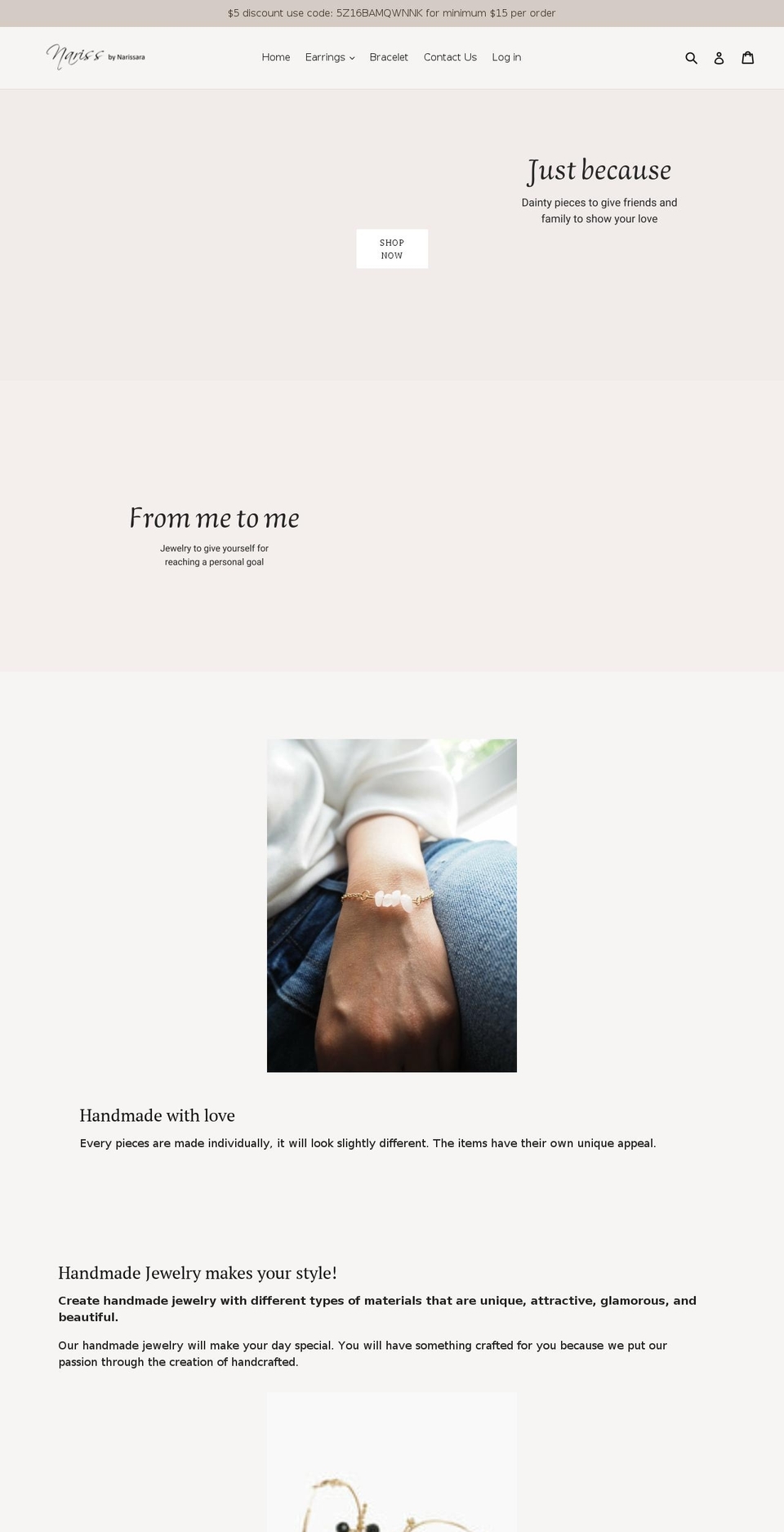 narissbynarissara.com — Shopify storefront screenshot
