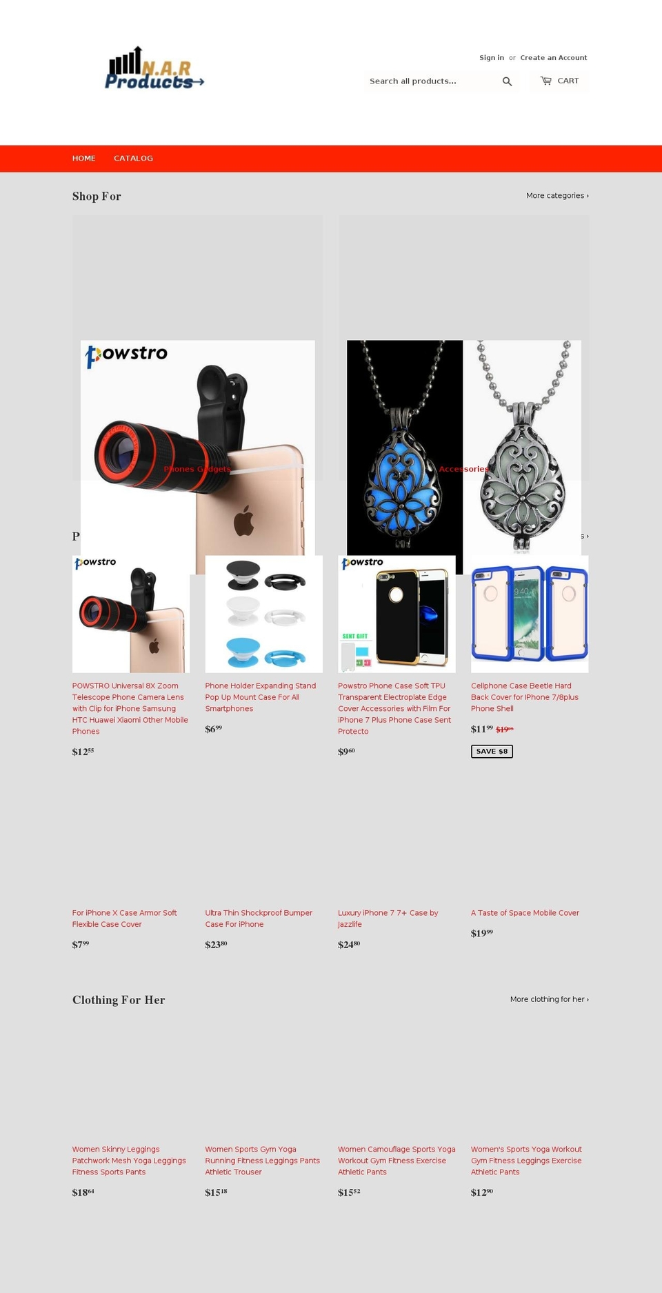 narproducts.com — Shopify storefront screenshot