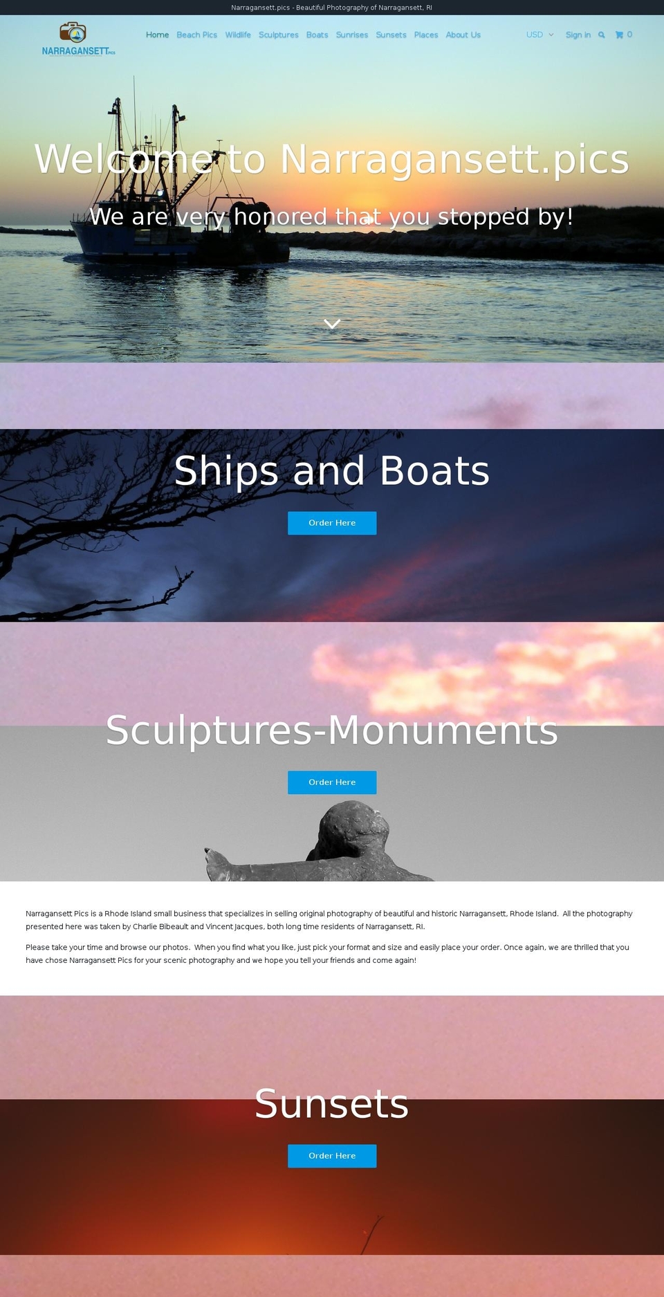 narragansettpics.com shopify website screenshot