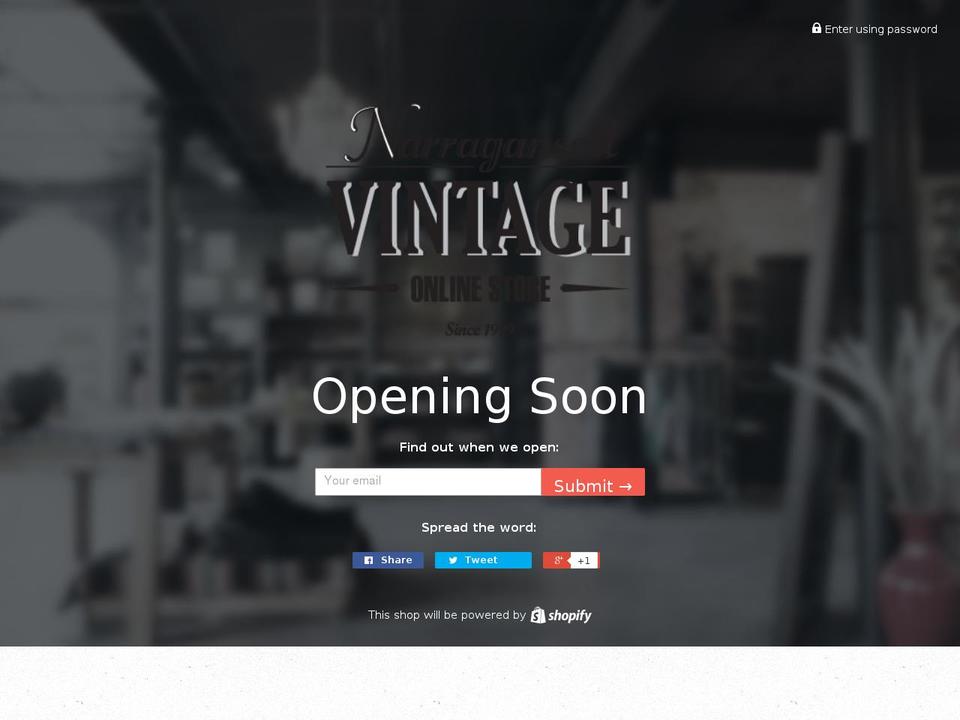 narragansettvintage.com shopify website screenshot