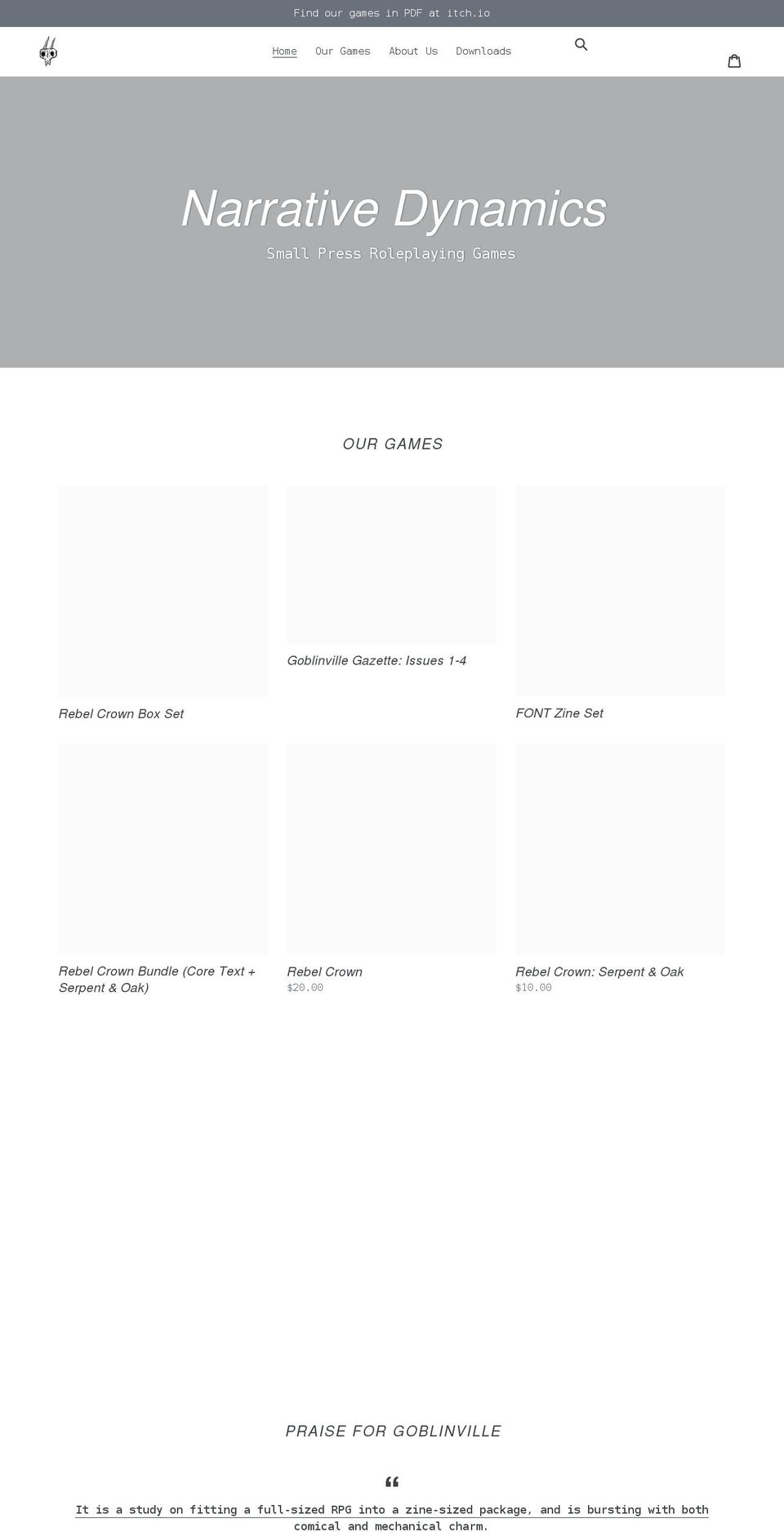 narrativedynamicspress.com shopify website screenshot