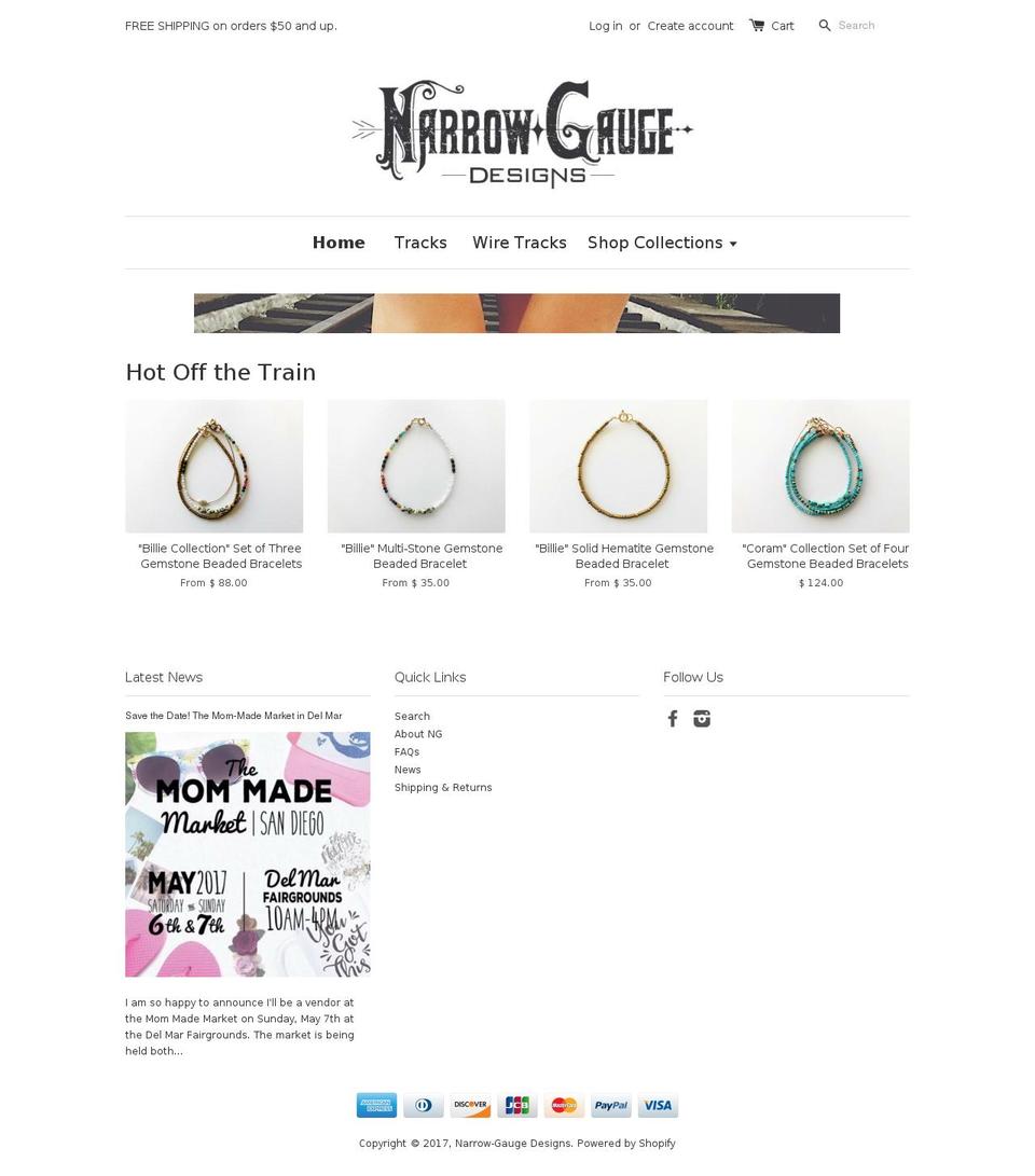 narrowgagedesigns.com shopify website screenshot