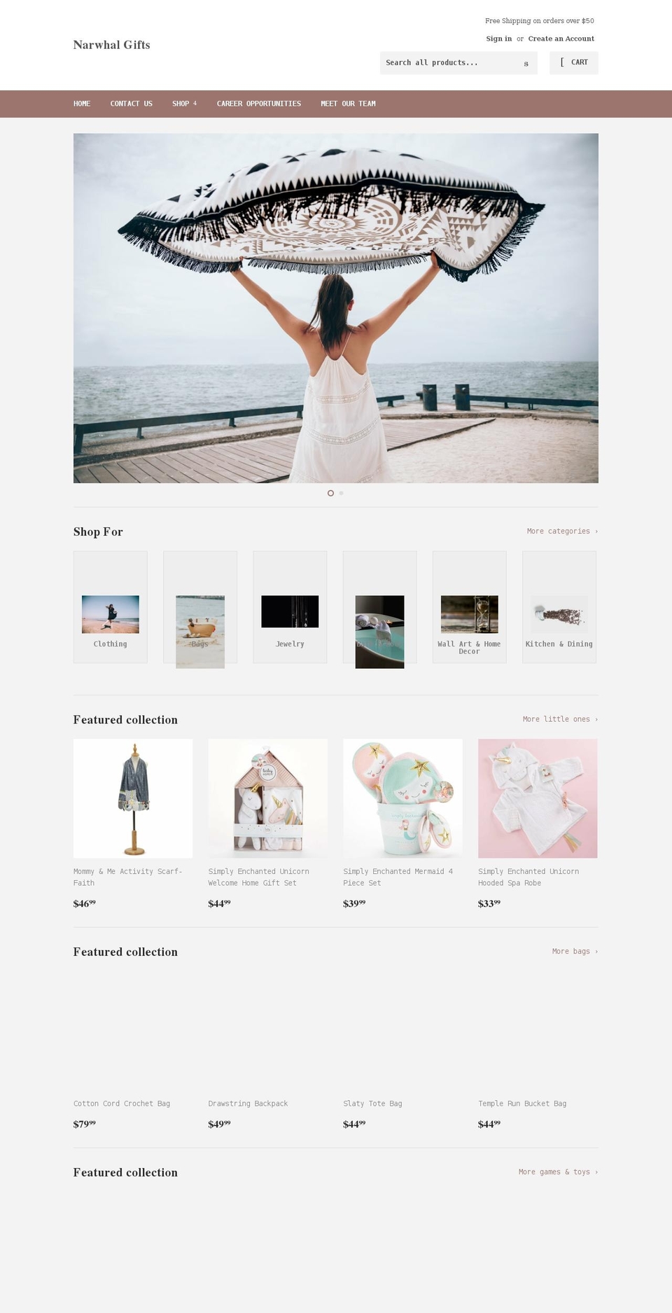 narwhalgifts.com shopify website screenshot