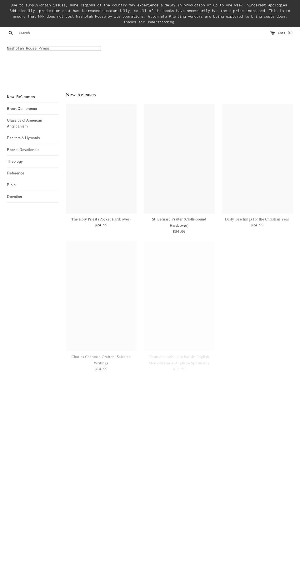 nashotah-house-press.myshopify.com shopify website screenshot