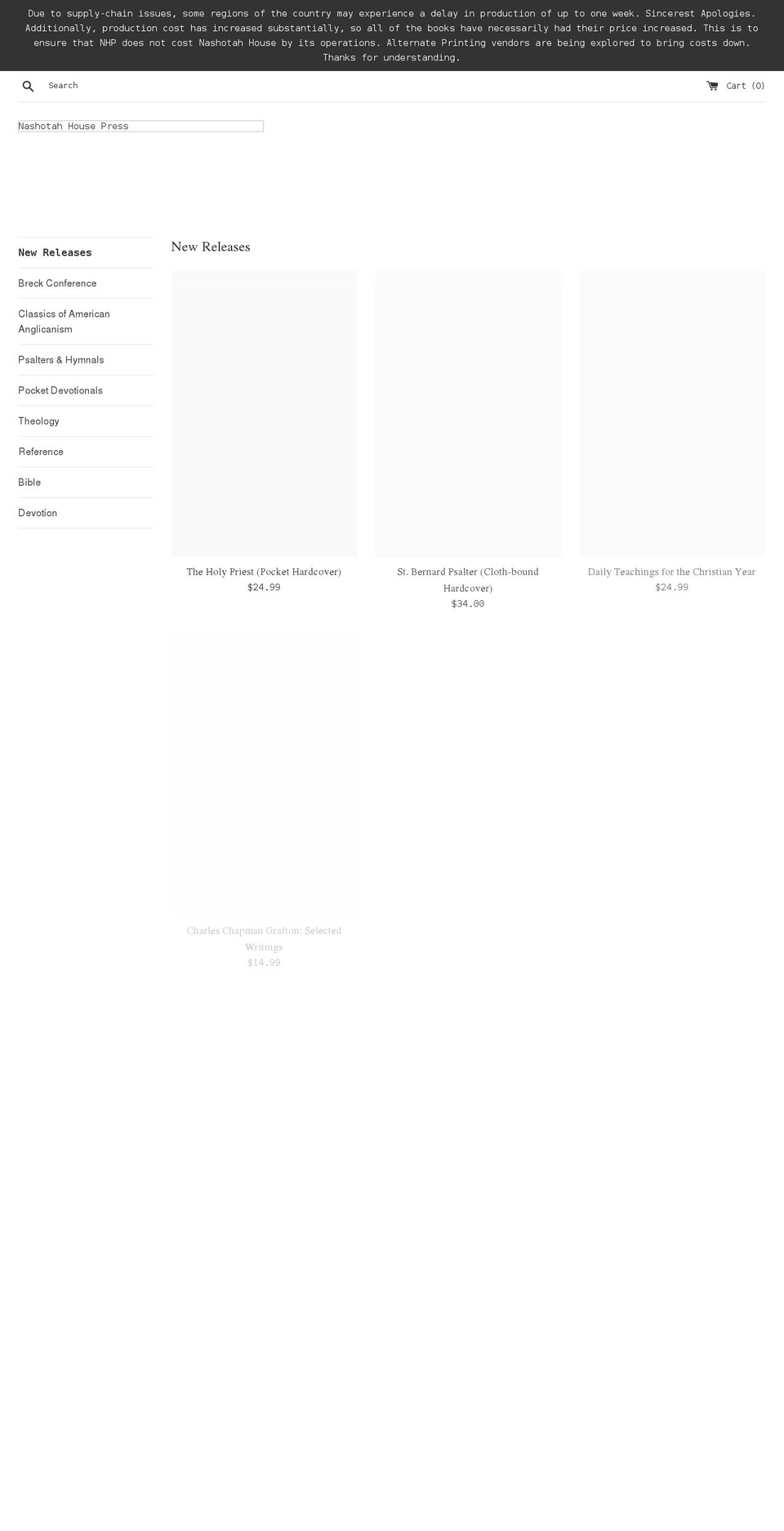 nashotahhousepress.com shopify website screenshot