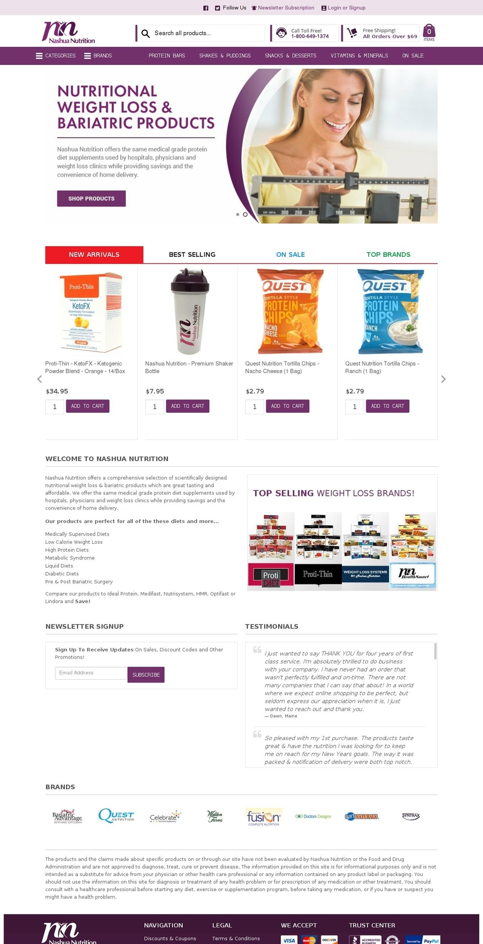 nashuanutrition.com — Shopify storefront screenshot