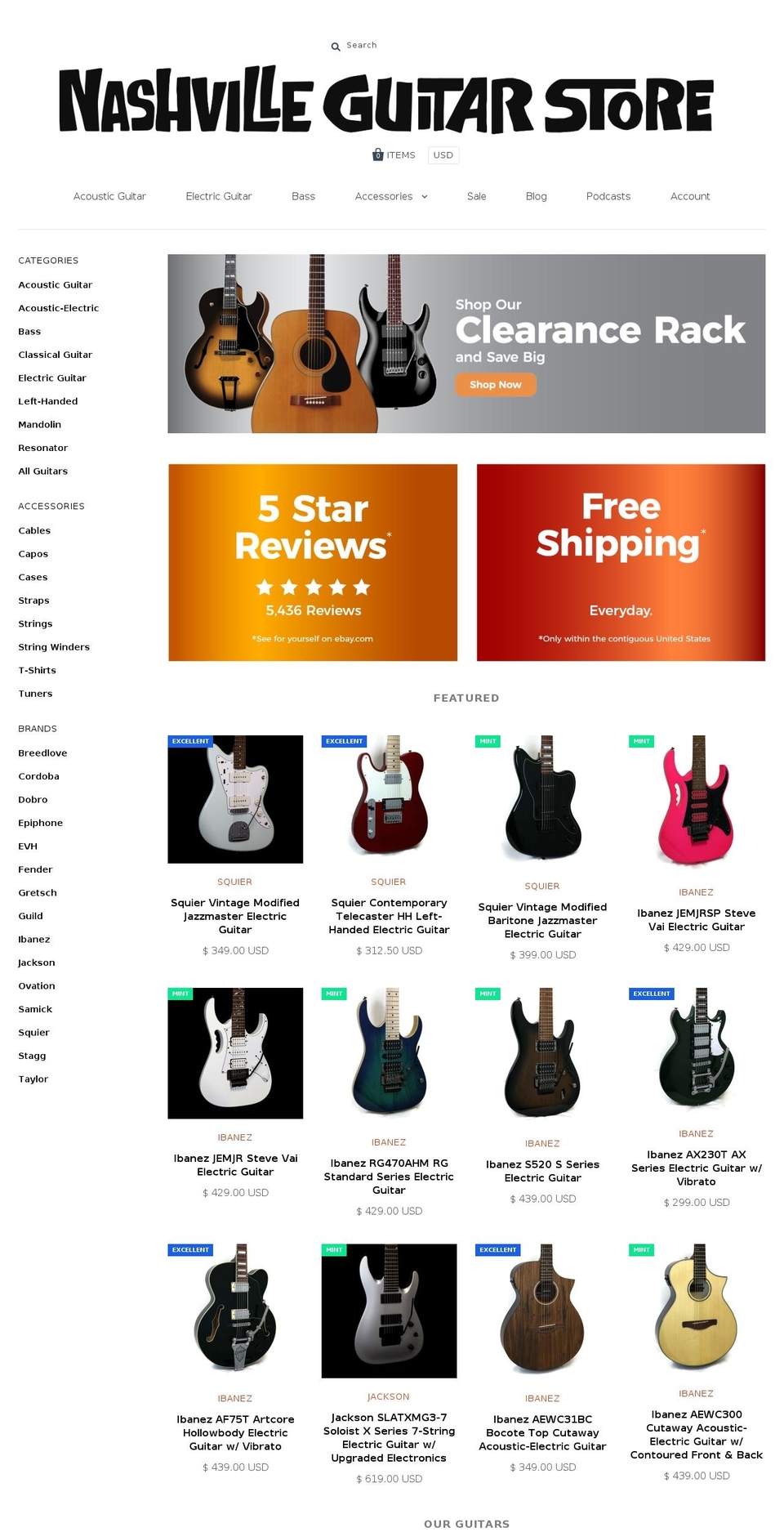 Copy of Pacific NGS Shopify theme site example nashvilleguitarstore.net