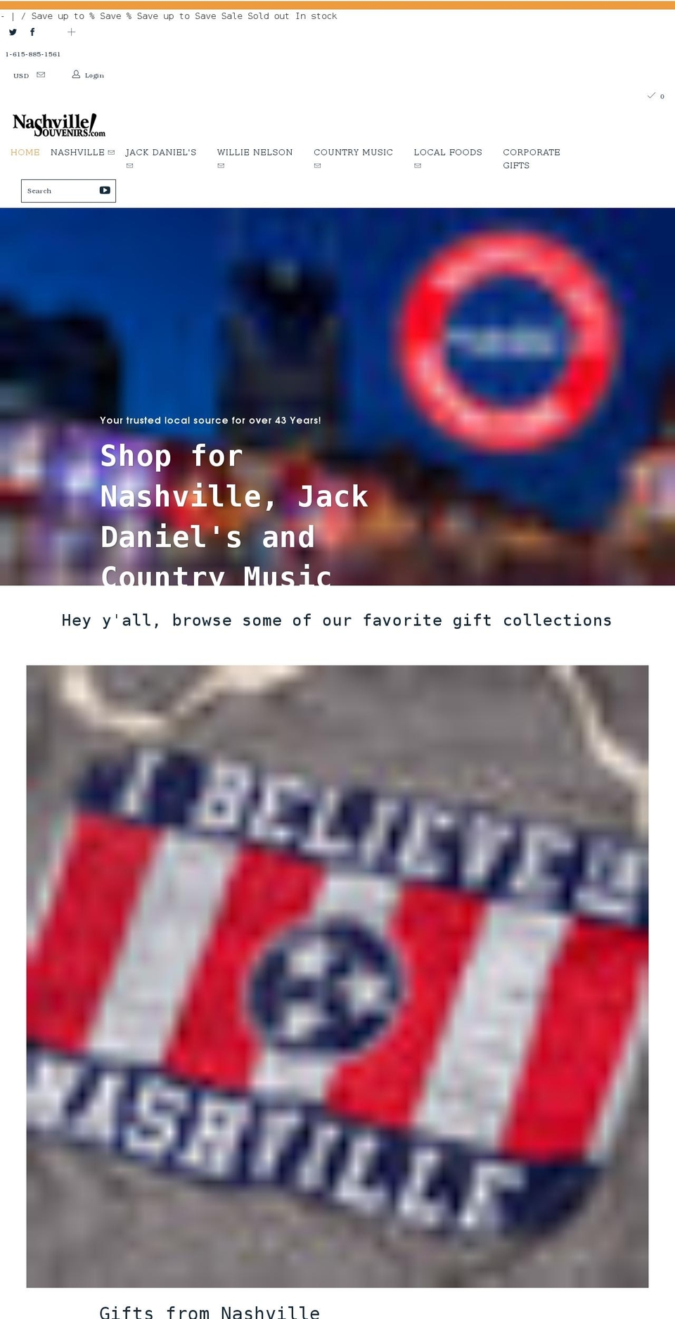 nashvillesouvenirs.com shopify website screenshot