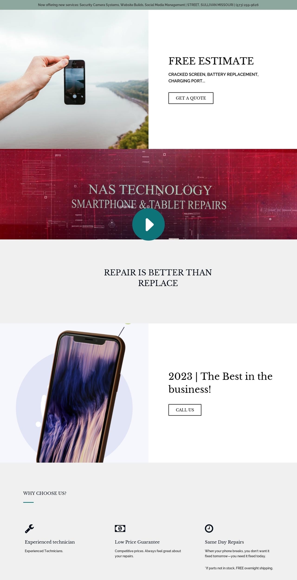 nasrepairs1.com — Shopify storefront screenshot