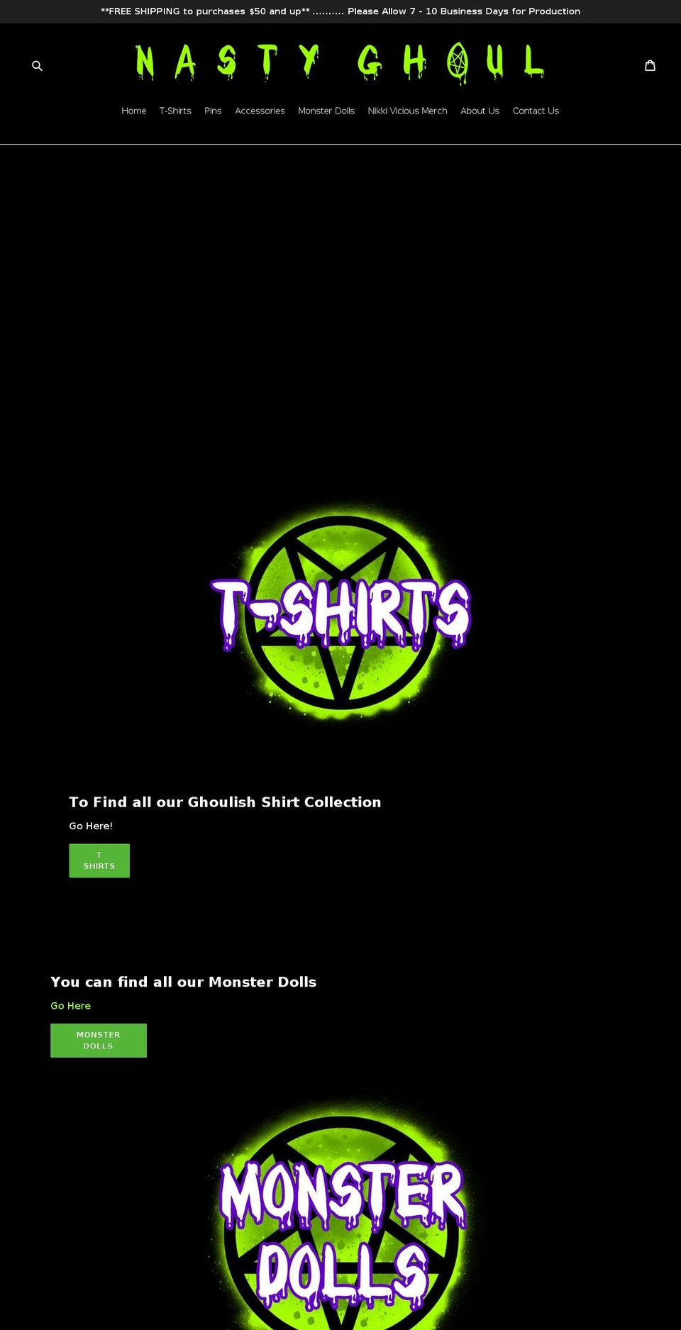 nastyghoul.com — Shopify storefront screenshot