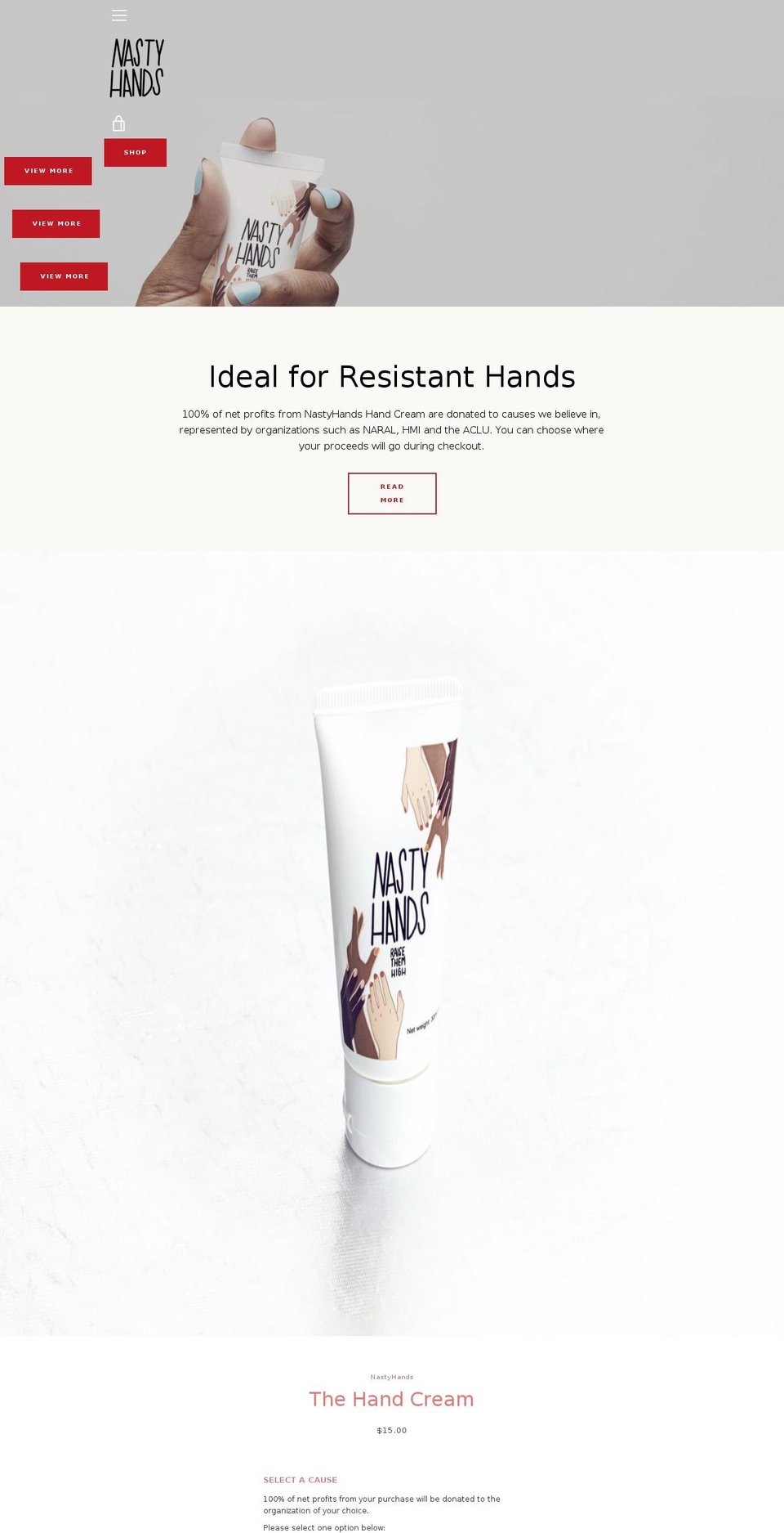 nastyhands.com — Shopify storefront screenshot