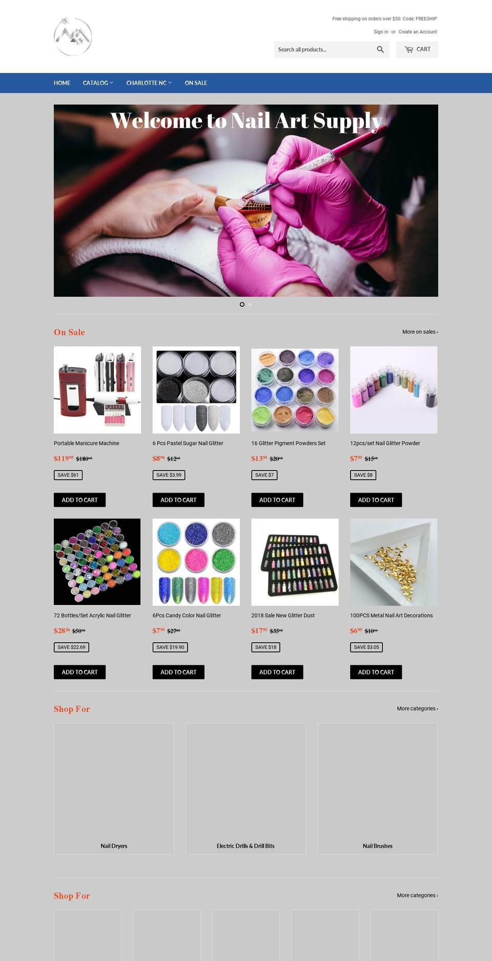 nasupplies.com — Shopify storefront screenshot