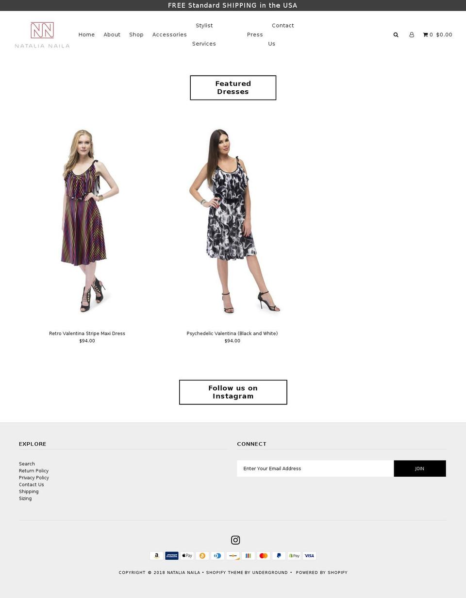 natalianaila.com — Shopify storefront screenshot
