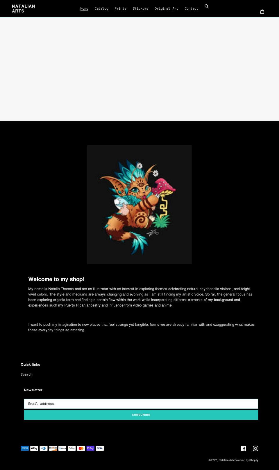 natalianarts.com shopify website screenshot