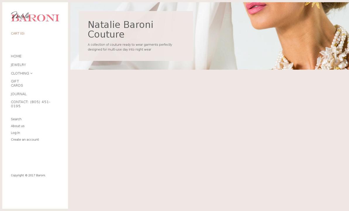 nataliebaronicouture.com shopify website screenshot