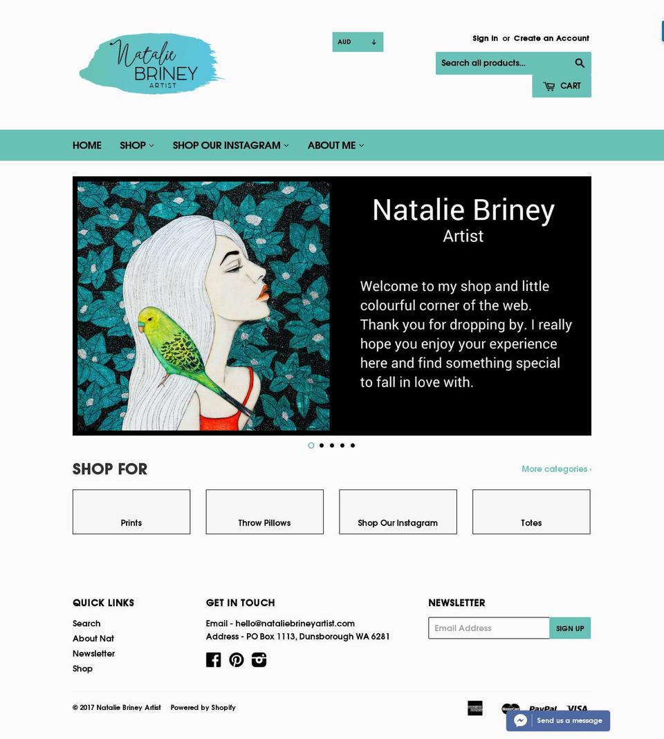 nataliebrineyartist.com shopify website screenshot