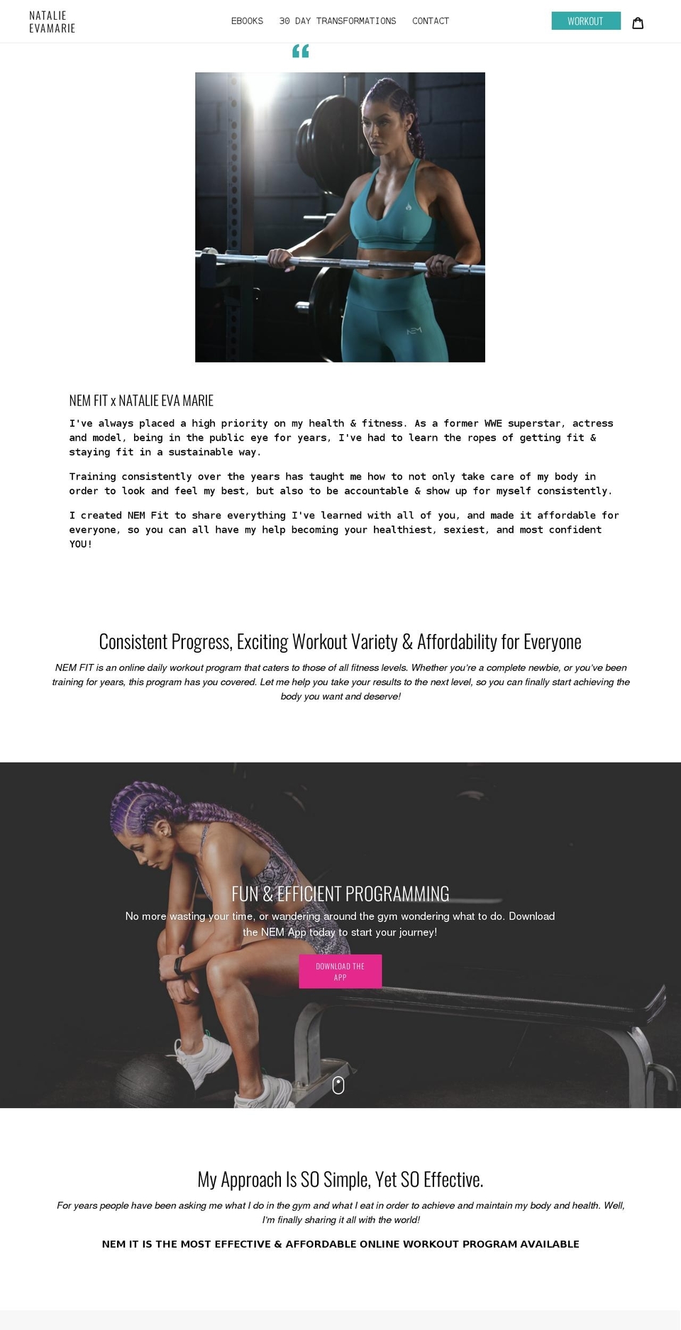 natalieevamarie.com shopify website screenshot