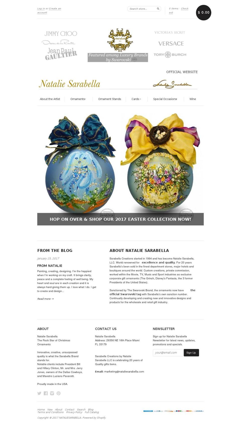 nataliesarabella.com shopify website screenshot