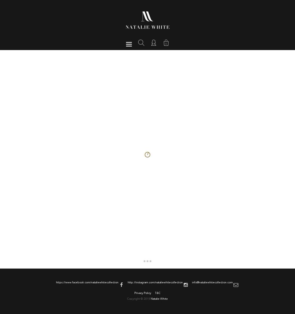 nataliewhitecollection.com shopify website screenshot