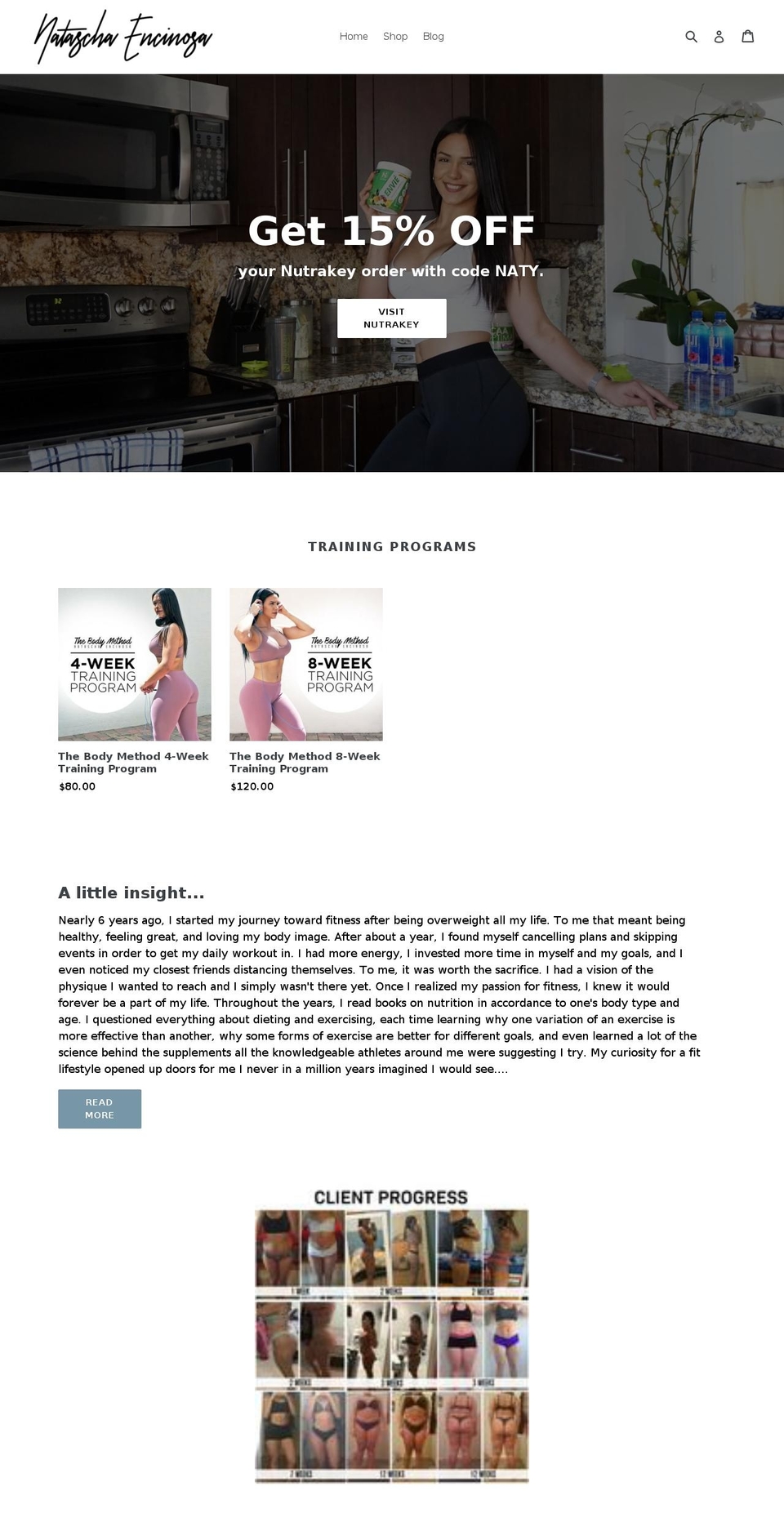 nataschaencinosa.com — Shopify storefront screenshot