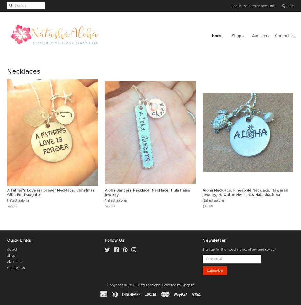 natashaaloha.com shopify website screenshot