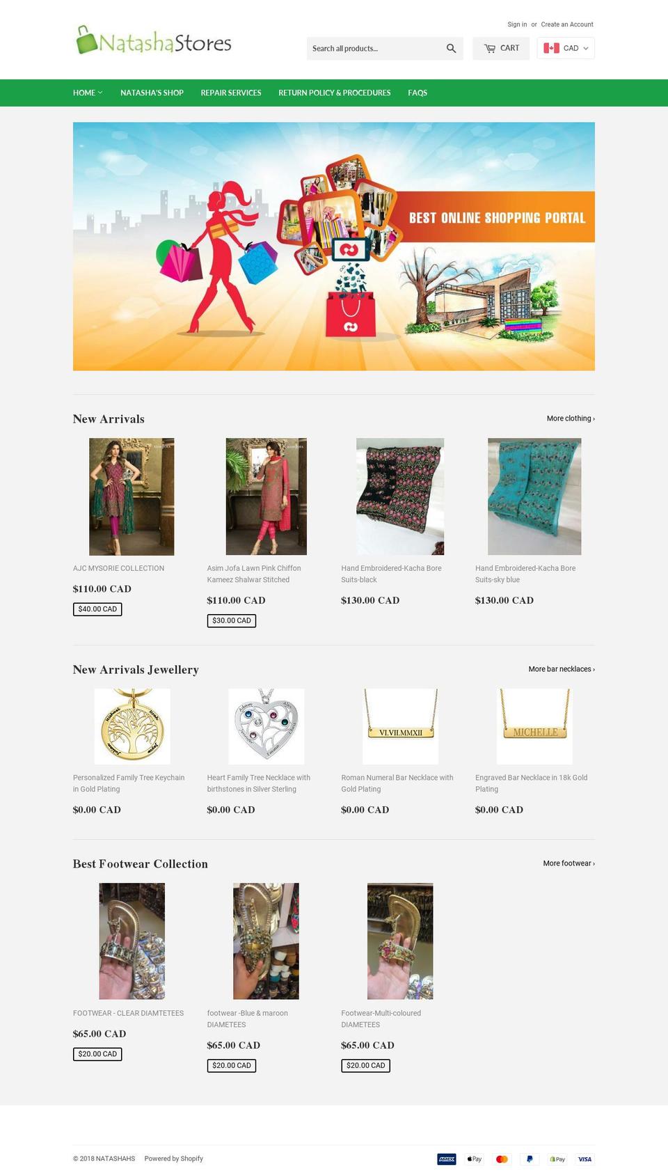 natashahs.com shopify website screenshot