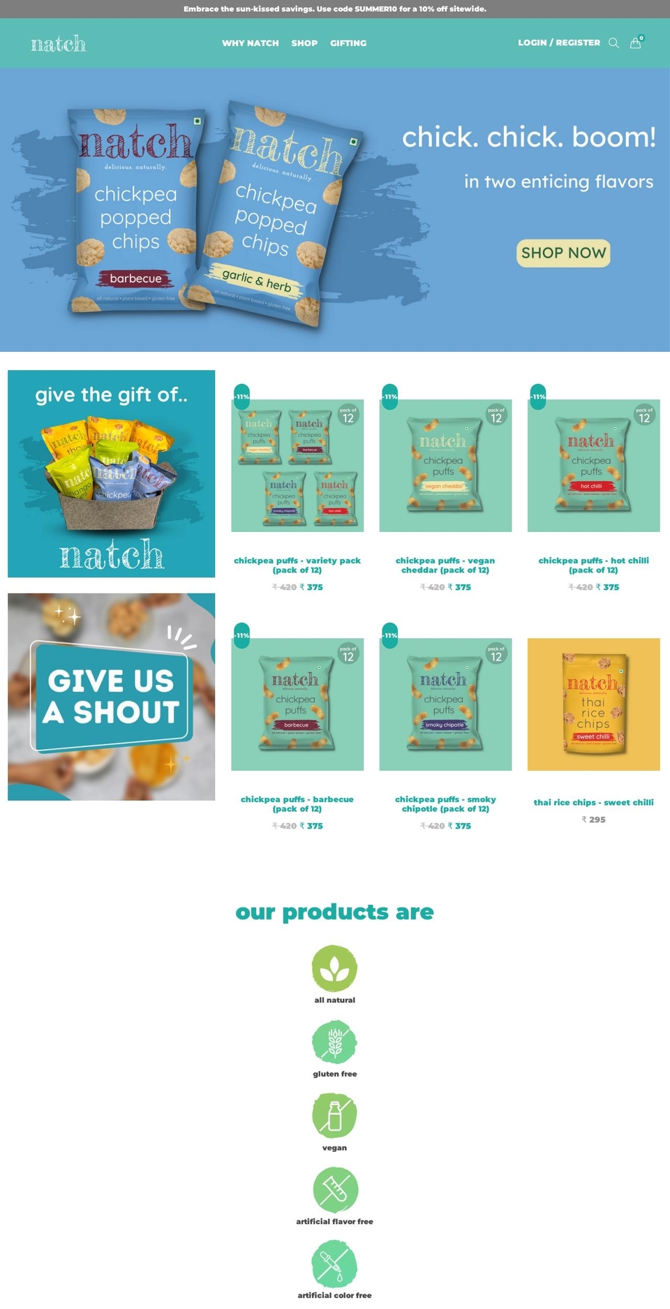 Natch Snacks Shopify theme site example natchsnacks.com