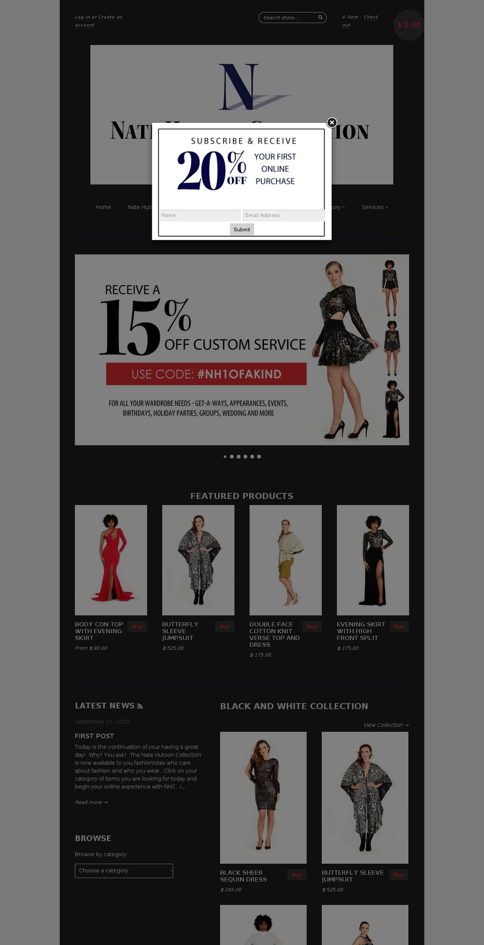 natehutsoncollection.com shopify website screenshot