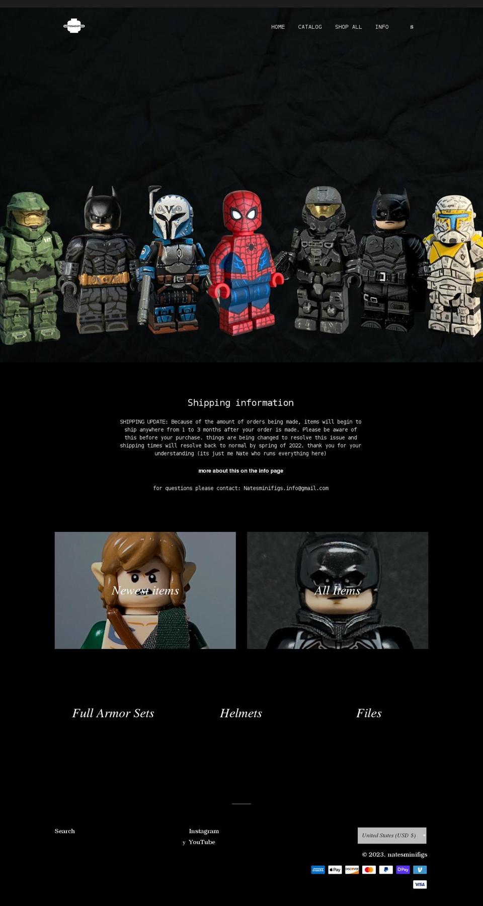 natesminifigs.com shopify website screenshot