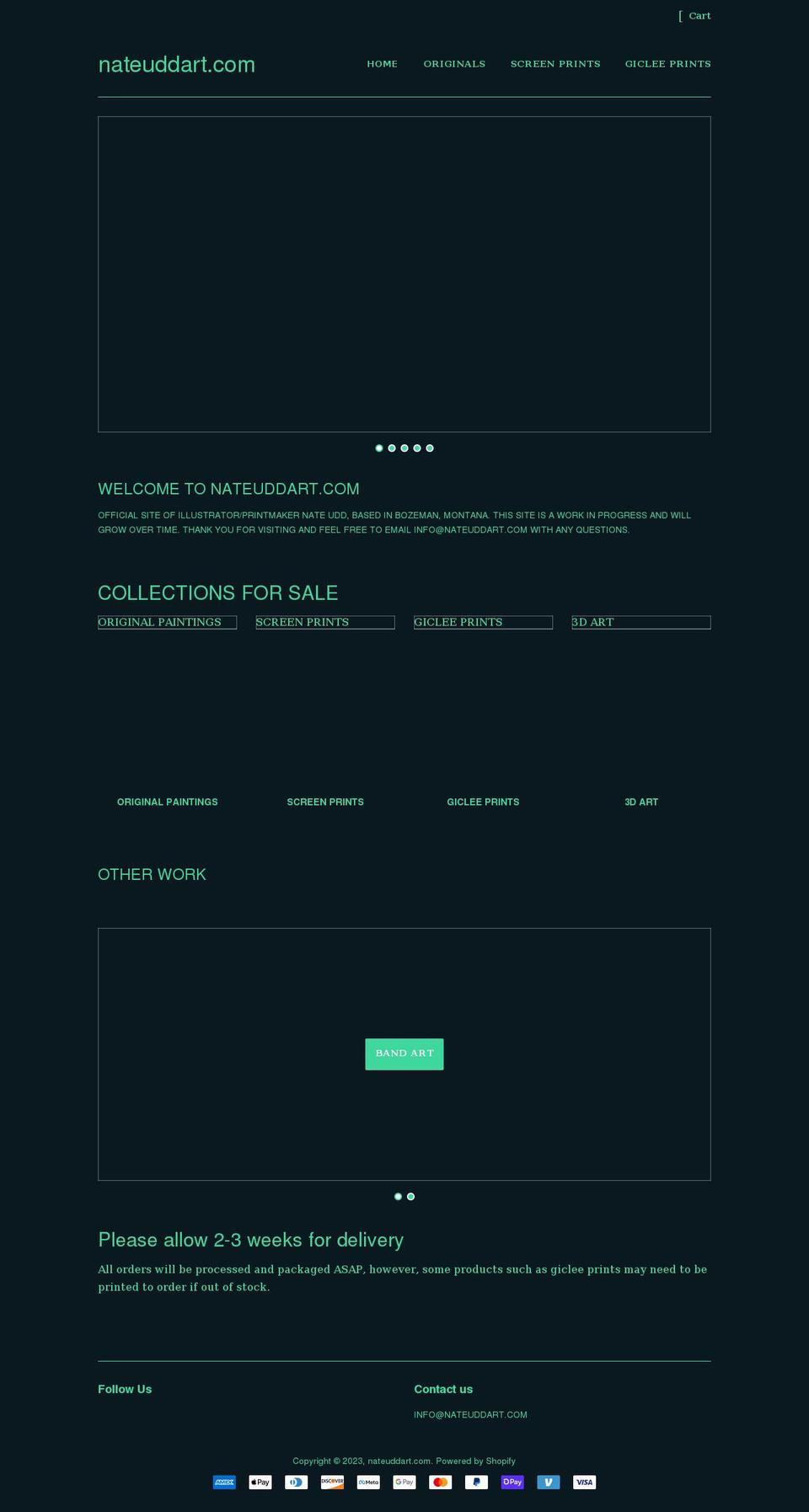 nateuddart.com shopify website screenshot