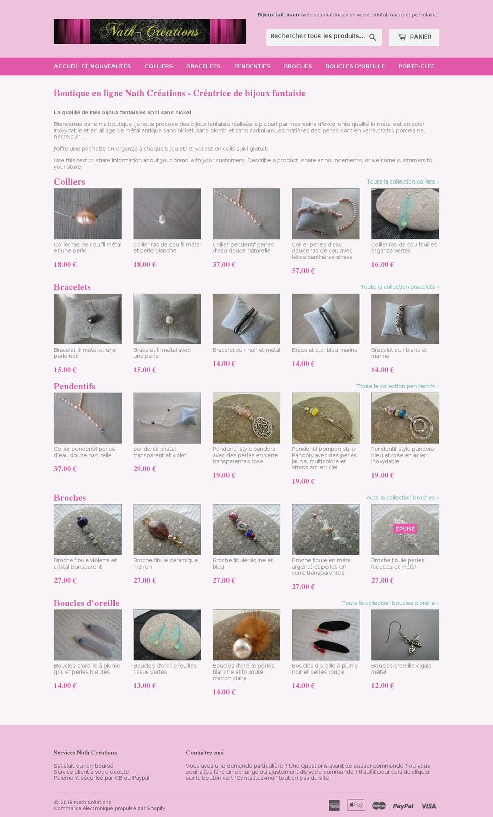 nathalie-creations.com — Shopify storefront screenshot