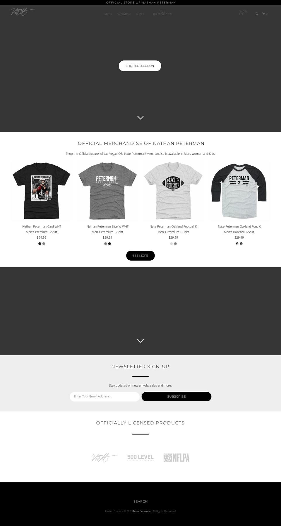 nathan-peterman.myshopify.com shopify website screenshot