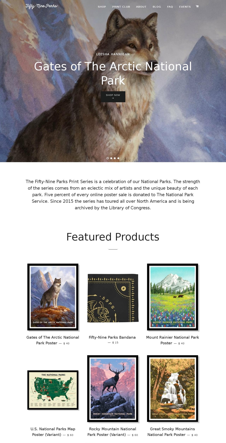 national-parks-posters.com — Shopify storefront screenshot
