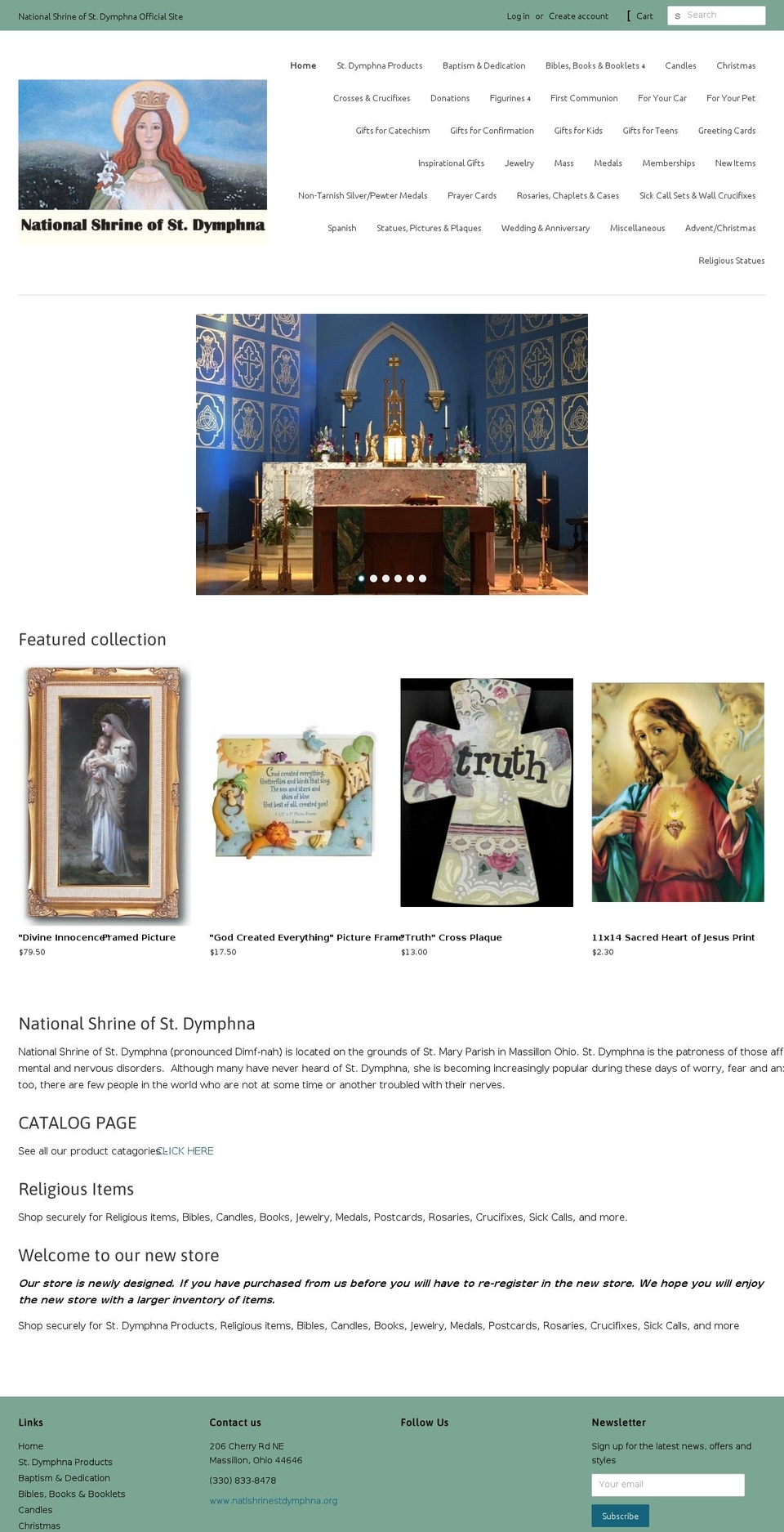 national-shrine-of-st-dymphna.myshopify.com shopify website screenshot
