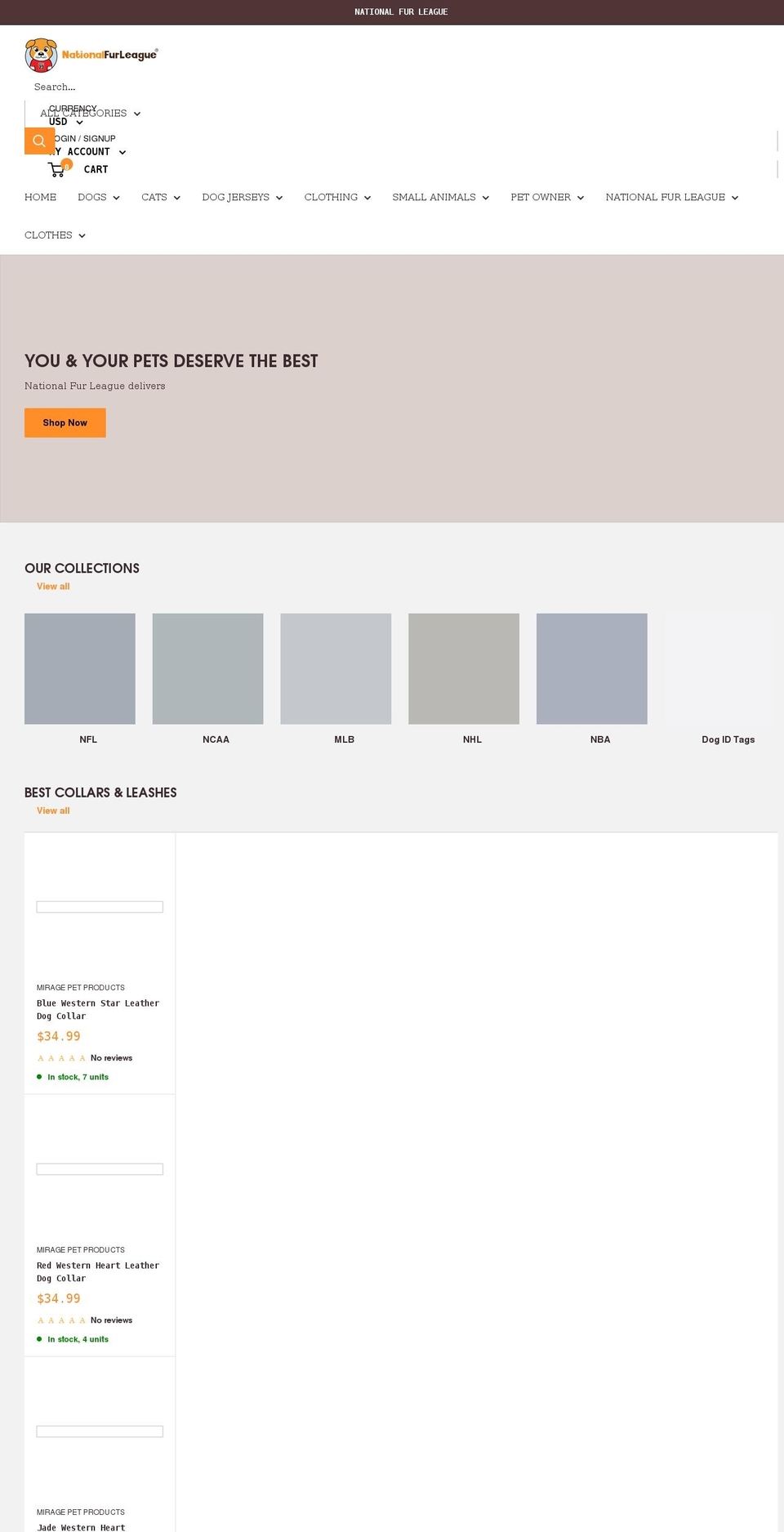 nationalfurleague.com shopify website screenshot