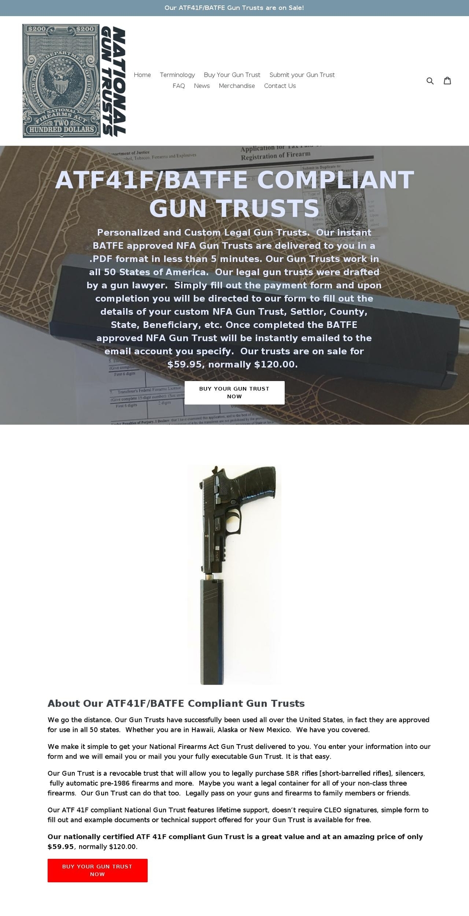 nationalguntrusts.com shopify website screenshot