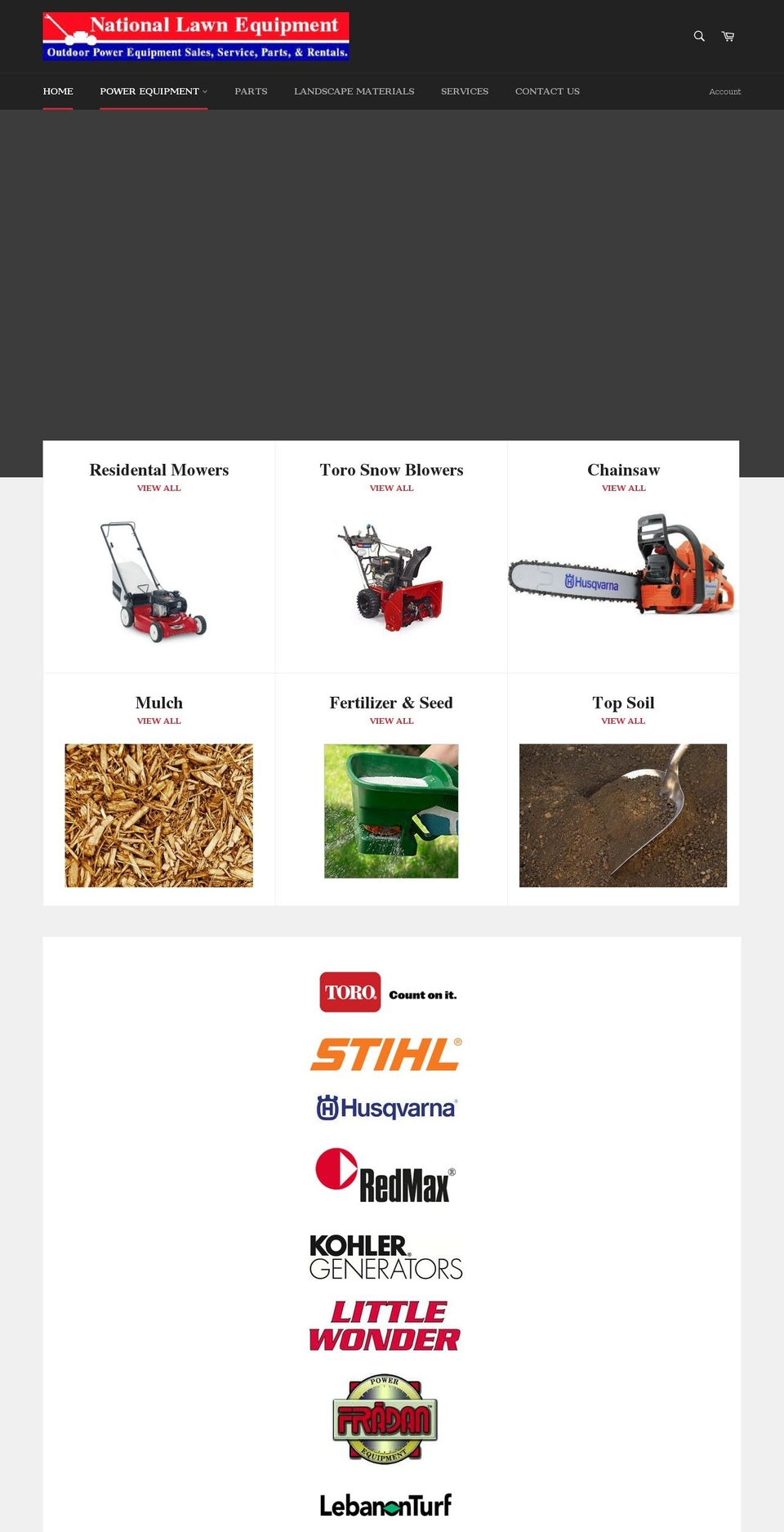 nationallawnequipment.com shopify website screenshot