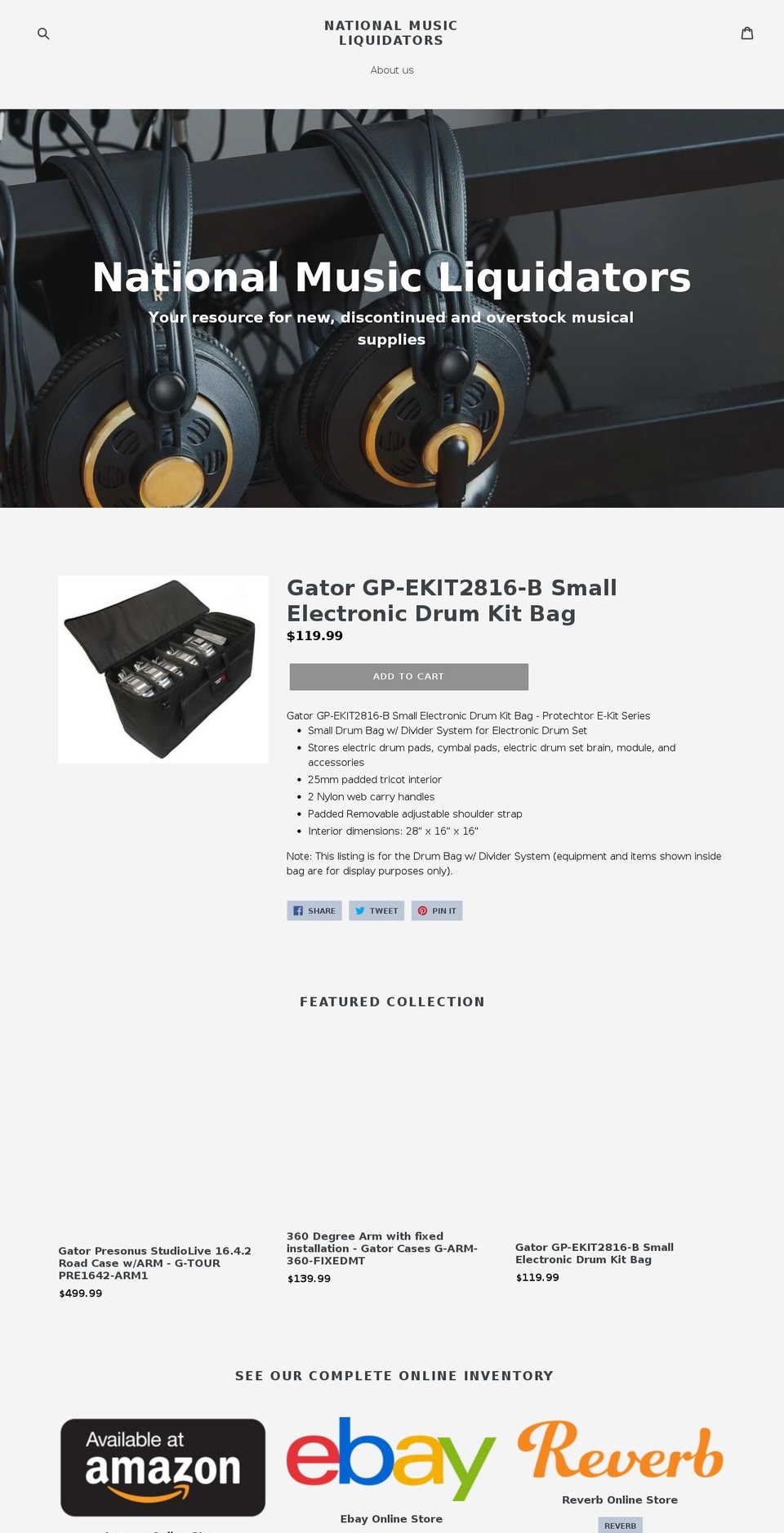 nationalmusicliquidators.com — Shopify storefront screenshot