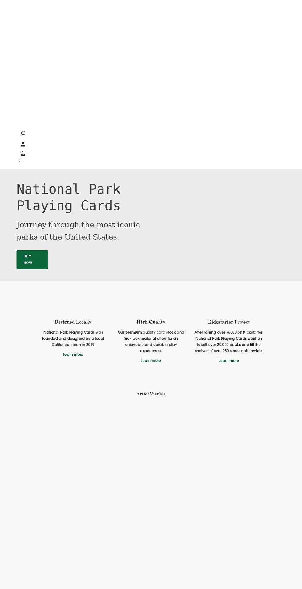 nationalparkplayingcards.com shopify website screenshot