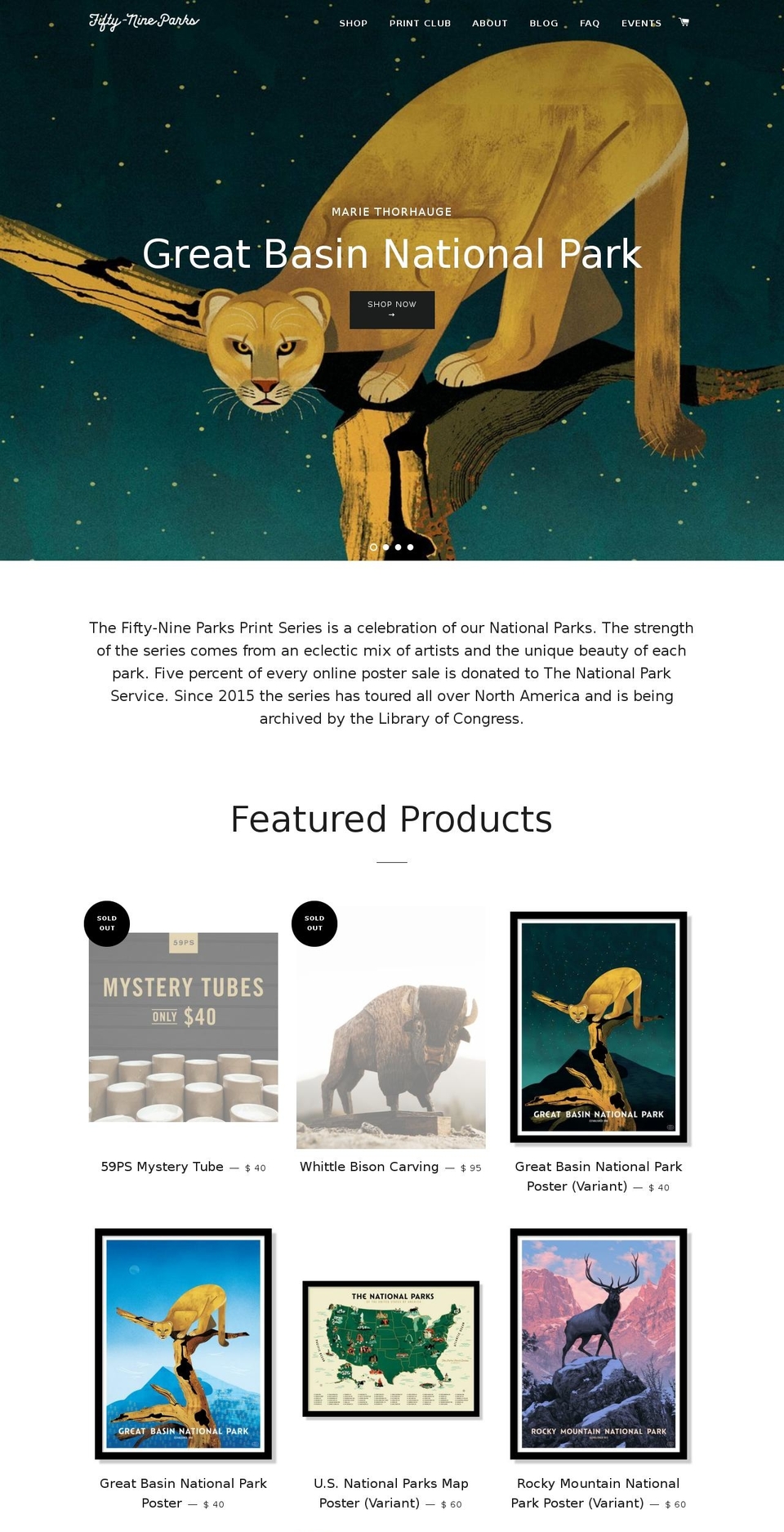 nationalparksposters.net shopify website screenshot