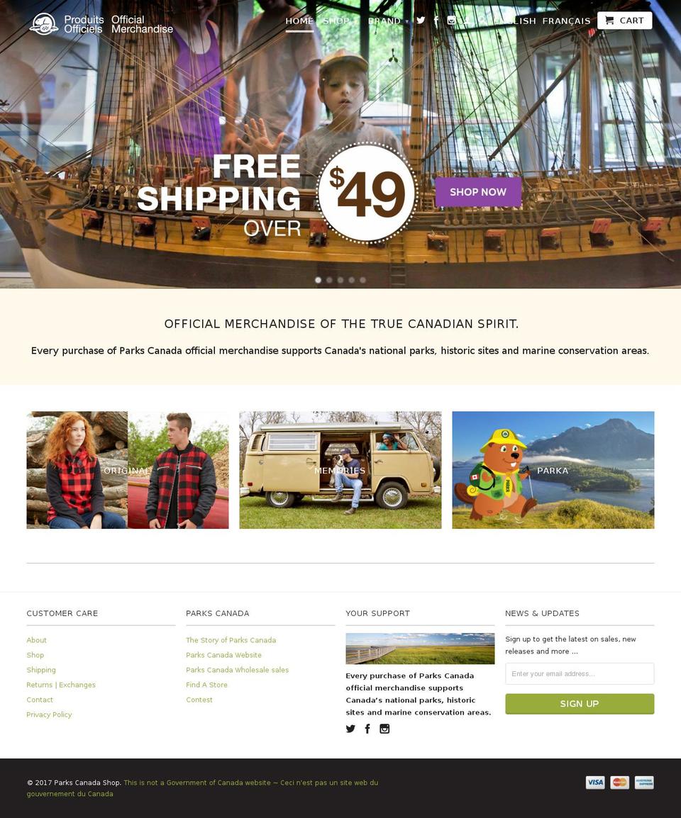 nationalparksshop.ca shopify website screenshot