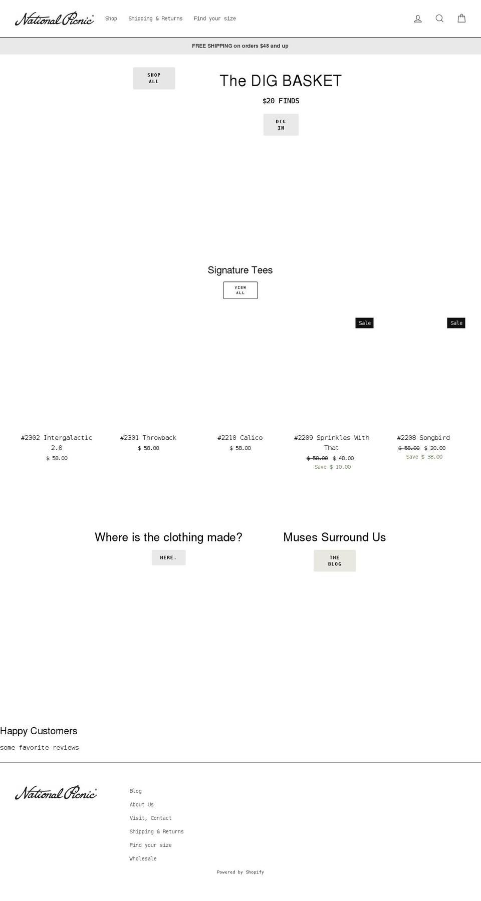 nationalpicnic.myshopify.com shopify website screenshot